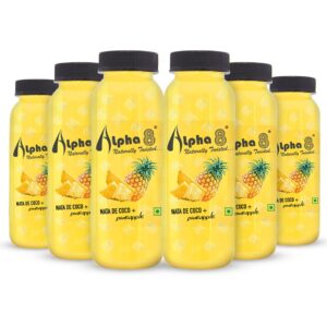 ALPHA 8 Fruit Juice Infused with Nata de Coco - Natural Energizer & Immunity Booster, Healthy Juice, High Fiber, Real Natural Taste (Pack of 6,Pineapple)